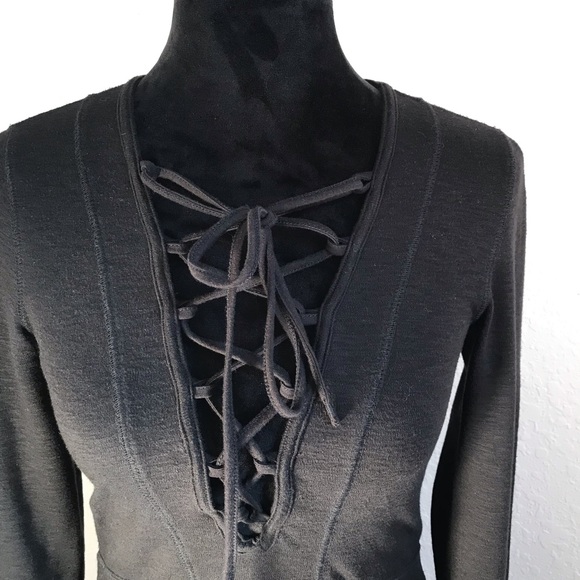 Free People black lace up blouse - Picture 4 of 8